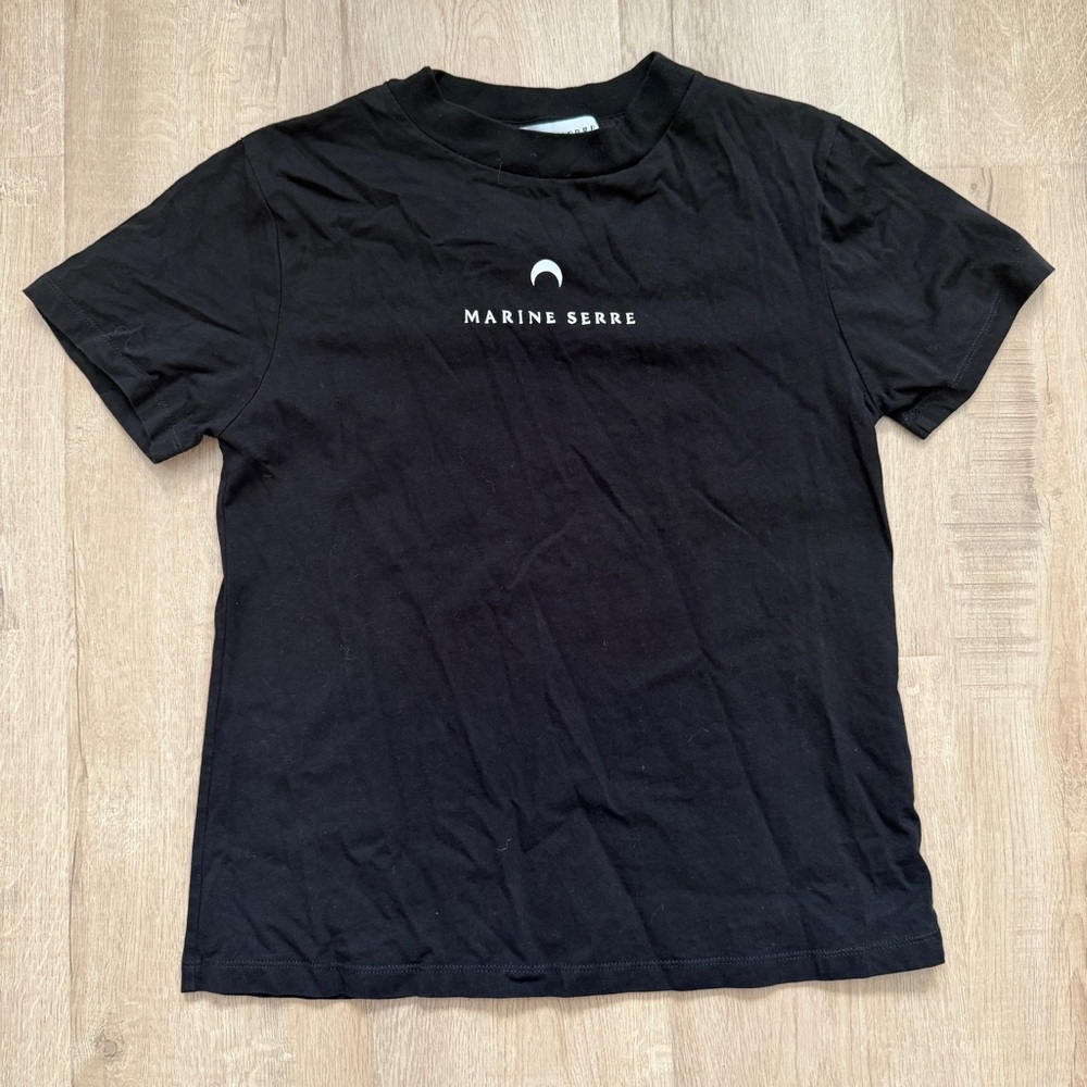 Marine Serre Logo Futurewear Unisex Black Jersey T Shirt Top Tee‎ Size L
